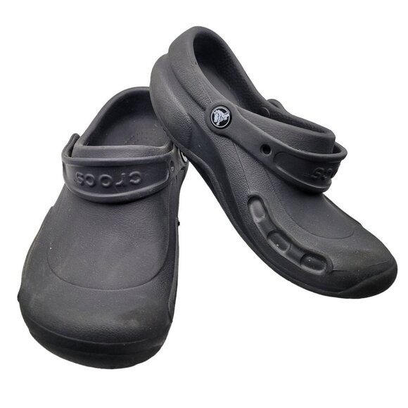 Crocs Basic Black Strap Rubber Slip On Shoe Womens US 8 Mens US 6 Solid No Holes - Picture 9 of 10